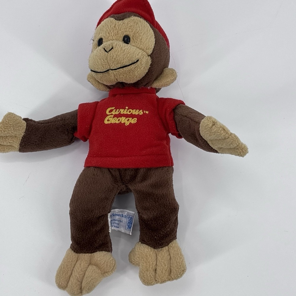 CURIOUS GEORGE Plush  Plush Stuffed Monkey Red Shirt classic Nostalgia Cartoon‎
